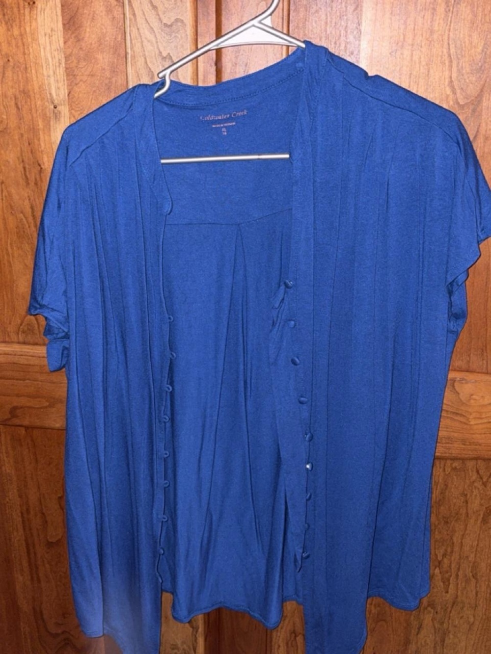 Coldwater Creek Blue Layered Button-Front Women's Top
